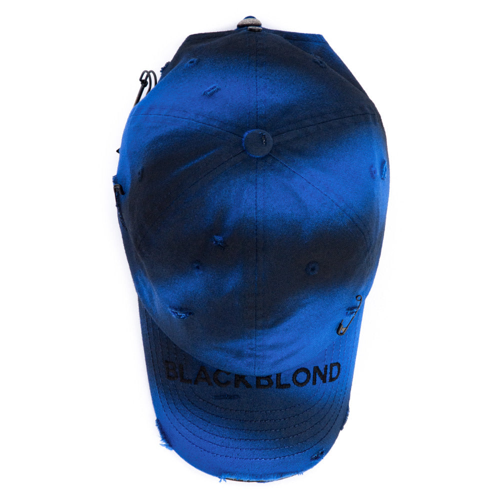 ブラックブロンド(BLACKBLOND) BBD Ripped Sprayed Custom Covered Logo Cap (Blue)
