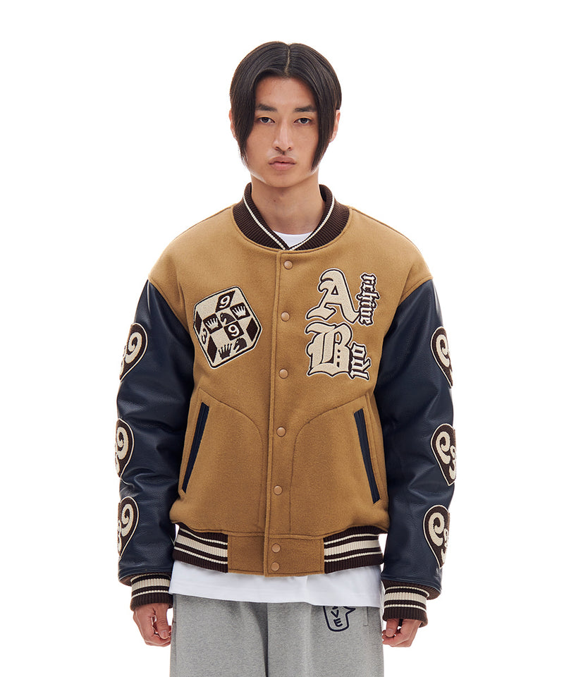 ARCHIVE BOLD (アーカイブボールド) CHESS VARSITY JACKET (BEIGE)