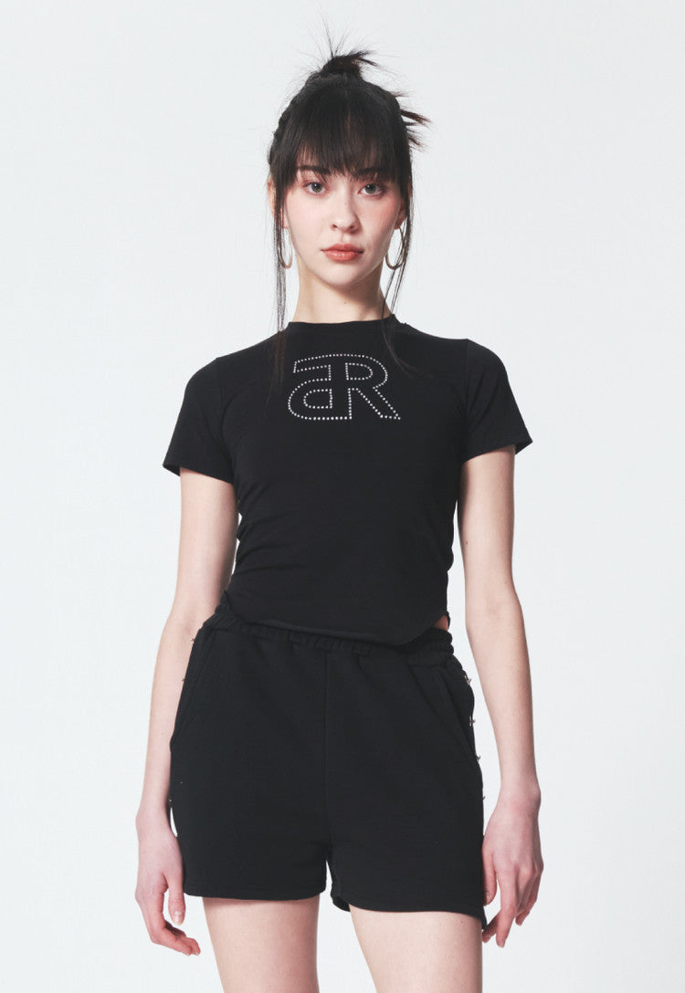 INPREP (インプレップ)Crystal Monogram T-shirt Black