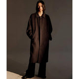 FLARE UP (フレアアップ)     Oversized Wool Balmacaan Long Coat - Brown (FL-010)