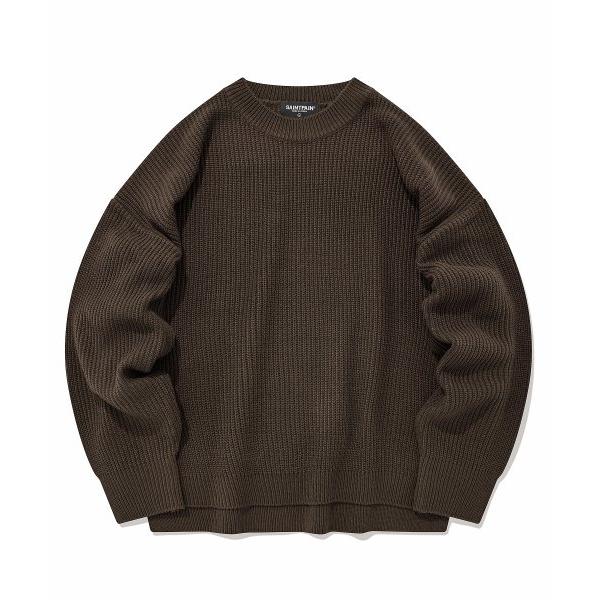 セイントペイン(SAINTPAIN)    SP OVERSIZE SIDE SLITS KNIT-BROWN