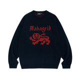 mahagrid (マハグリッド)     LION KNIT SWEATER NAVY(MG2CFMK621A)