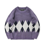 セイントペイン(SAINTPAIN)    SP DIAMOND JACQUARD SWEATER-PURPLE