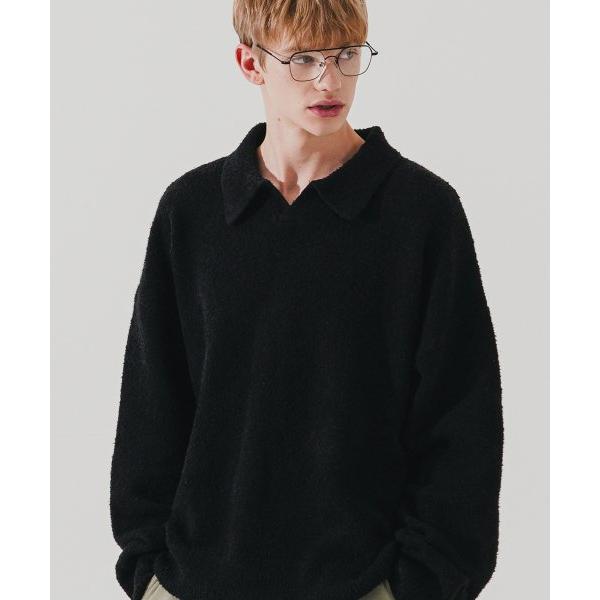 ダブルユーブイプロジェクト(WV PROJECT)   Hana Boucle Collar Knit Black MJKN7637