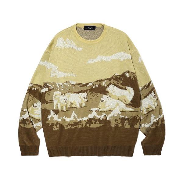 mahagrid (マハグリッド)     SAMOYED KNIT SWEATER BEIGE(MG2CFMK623A)