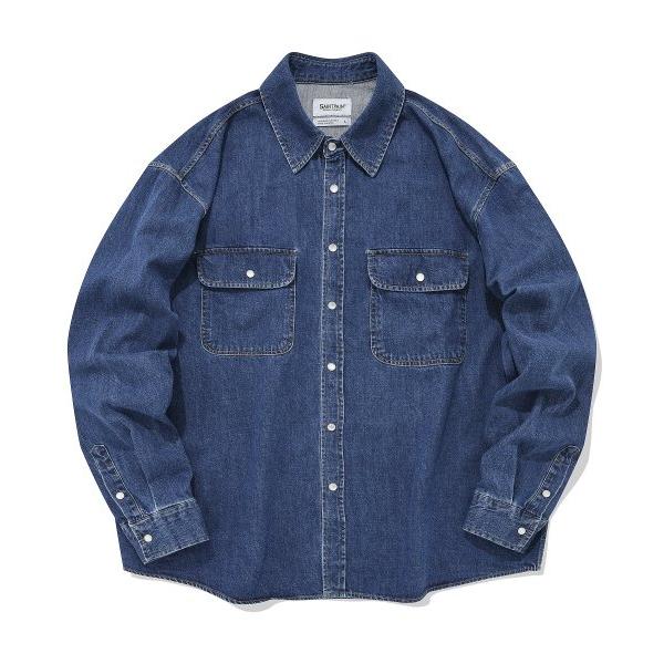 セイントペイン(SAINTPAIN) SP BUTTON DOWN DENIM OVER SHIRTS-BLUE