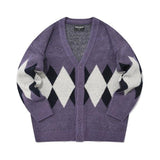 セイントペイン(SAINTPAIN)    SP DIAMOND JACQUARD CARDIGAN-PURPLE