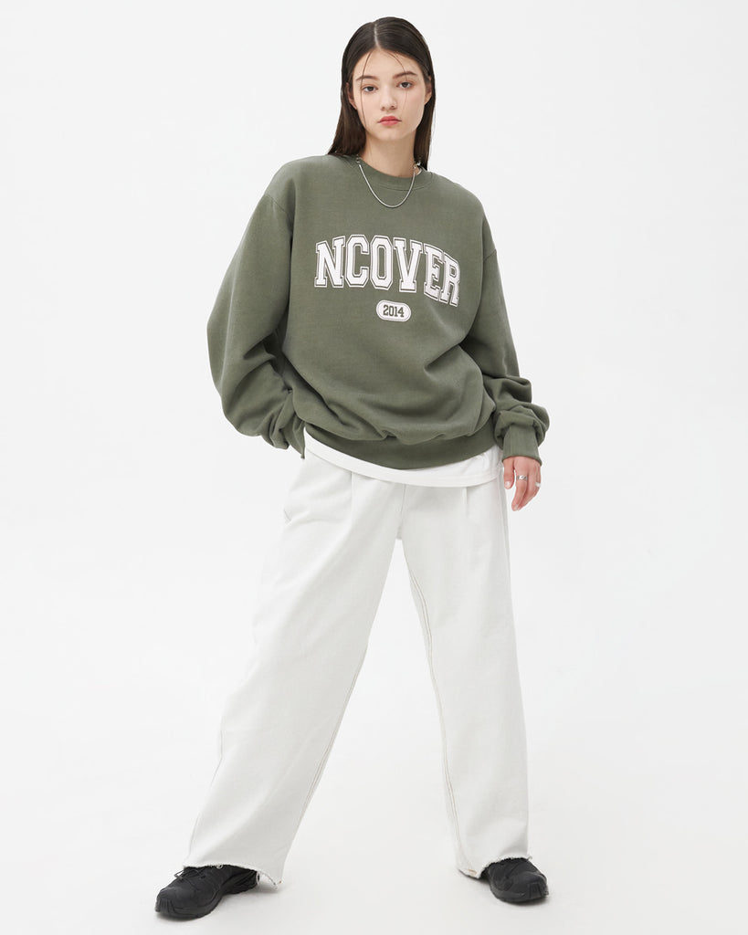 NCOVER(エンカバー)PIGMENT CRACK LOGO SWEATSHIRT-KHAKI