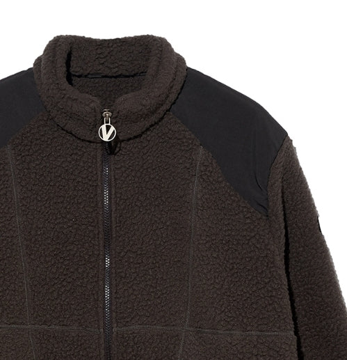 オベルー(OVERR) ESSAY.5 FLEECE ZIP-UP KHAKI JACKET
