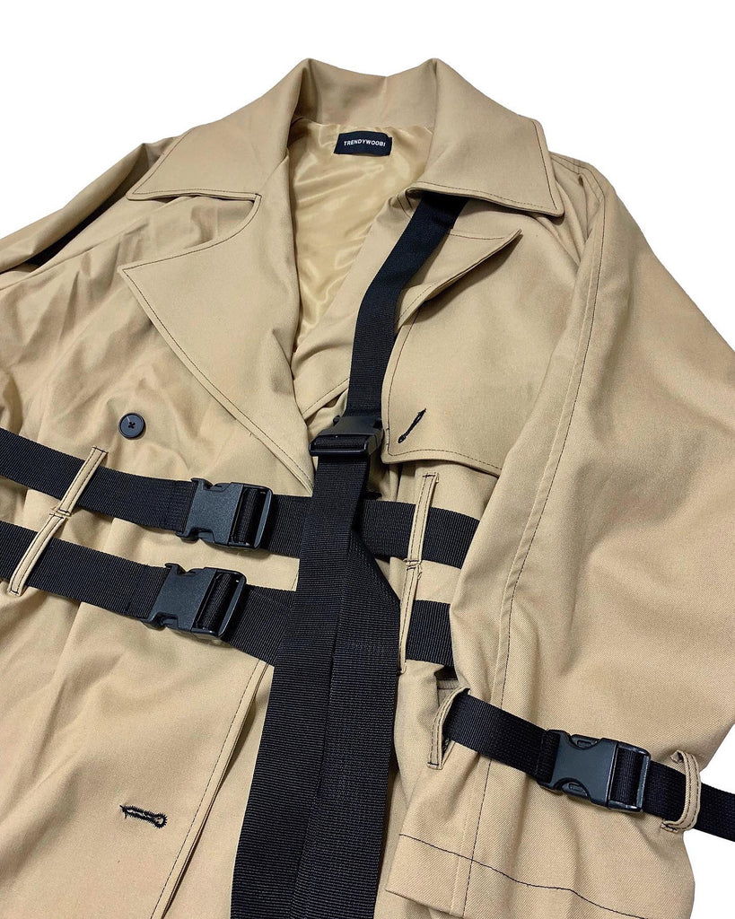 トレンディウビ(Trendywoobi) brown 3rope strap trenchcoat