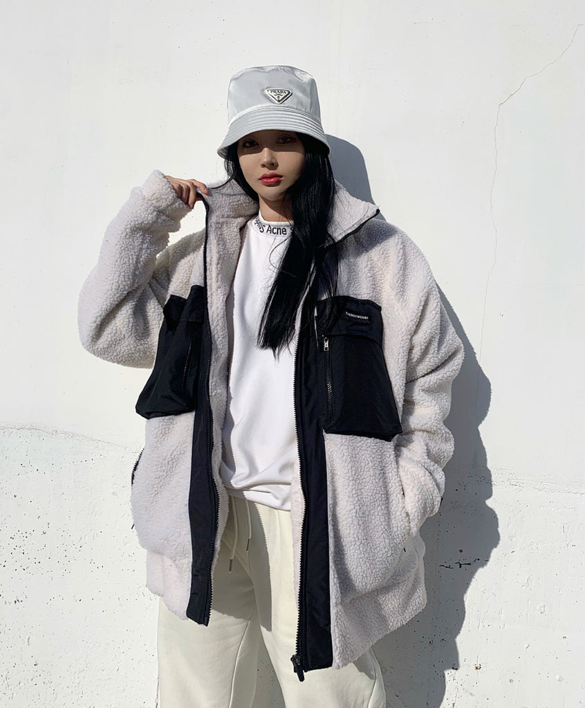 トレンディウビ(Trendywoobi) oversize fleece jacket Ivory