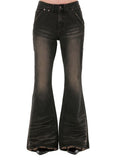 イーエスシースタジオ(ESC STUDIO) wrinkled washing denim bootcut pants(black)