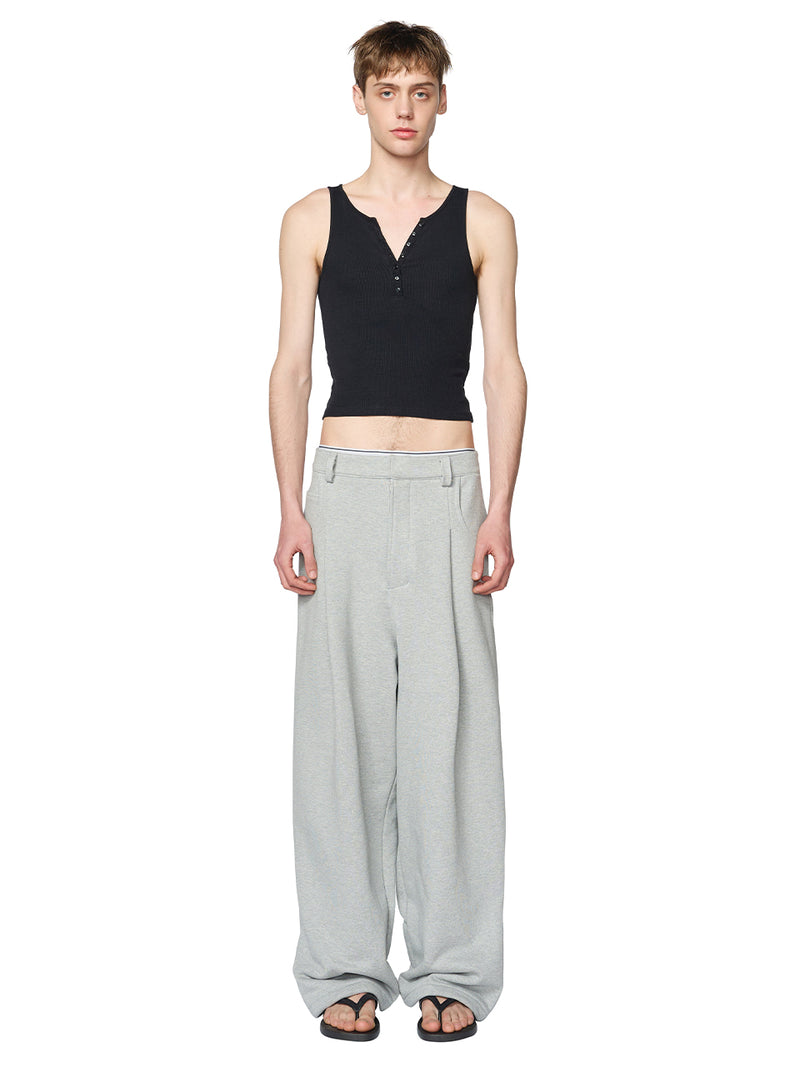 レイブレス(LABELESS)  GRAY TUCKED SWEATPANTS