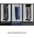 エズカートン(EZKATON) Bleach Washing Wide Denim Pants 1種 SHLP6708