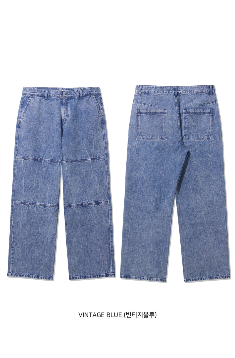 エズカートン(EZKATON) Bleach Washing Wide Denim Pants 1種 SHLP6708