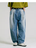 ジェモッ(JEMUT) Ice Two Tuck Washing Wide Denim Pants 1種 SOLP2485