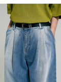 ジェモッ(JEMUT) Ice Two Tuck Washing Wide Denim Pants 1種 SOLP2485