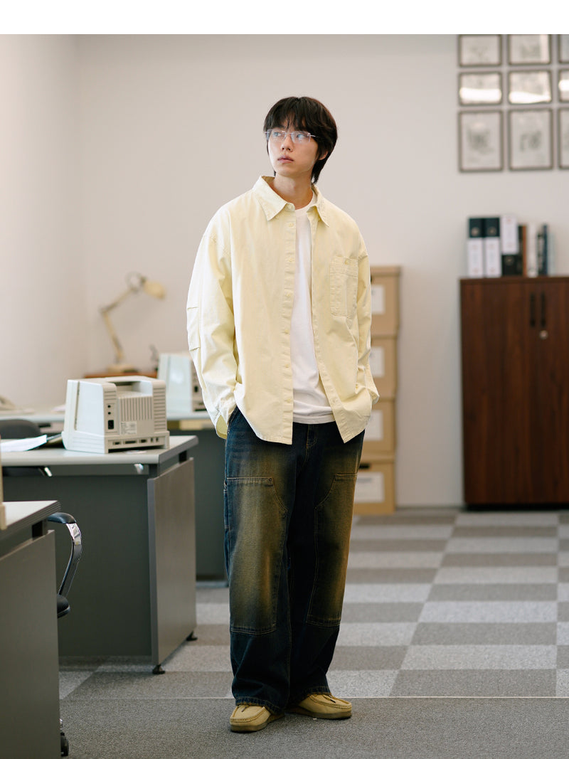ジェモッ(JEMUT) Yellow Washing Double Knee Denim Pants 1種 SOLP2588