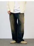 ジェモッ(JEMUT) Yellow Washing Double Knee Denim Pants 1種 SOLP2588