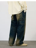 ジェモッ(JEMUT) Yellow Washing Double Knee Denim Pants 1種 SOLP2588