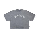 アジョバイアジョ(AJOBYAJO) Twofold Wide Logo Washed T-Shirt [GREY]