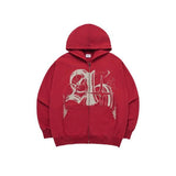 アクメドラビ(acme' de la vi) VINTAGE SYMBOL DESTROYED WASHING HOODIE ZIP UP RED