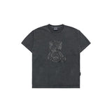 アクメドラビ(acme' de la vi) BEAR APPLIQUE PIGMENT WASHING SHORT SLEEVE T-SHIRT CHARCOAL