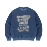 mahagrid (マハグリッド) GRUNGE SLOGAN PIGMENT SWEATSHIRT BLUE(MG2EFMM451A)