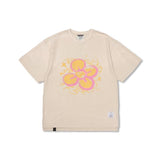 STIGMA(スティグマ) Crayon Flower Vintage-Like Washed Oversized Short Sleeves T-Shirts Beige