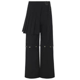 イーエスシースタジオ(ESC STUDIO) skirt layered snap pants (black)