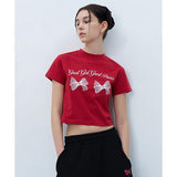 NCOVER（エンカバー）TWIN RIBBON CROP TSHIRT-RED