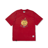 STIGMA(スティグマ) Cross Smile Vintage-Like Washed Oversized Short Sleeves T-Shirts Red