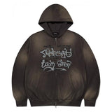 mahagrid (マハグリッド) SPRAY GRAFFITI ZIP UP HOODIE CHARCOAL(MG2EFMM493A)