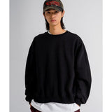 JEMUT (ジェモッ) Share Crop Heavy Napping Sweatshirts Black YHMT2534