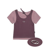 Odd Studio (オッドスタジオ) Odd Signature 2WAY Layered T-Shirt - indie pink/wine