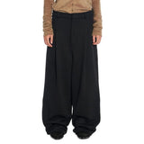 レイブレス(LABELESS) BLACK WIDE TUCK SWEAT TROUSERS