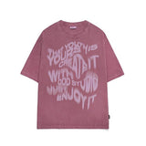 Odd Studio (オッドスタジオ) Wave Lettering Pigment Oversized Fit T-shirt - magenta