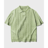 ダブルユーブイプロジェクト(WV PROJECT) Twist washed 1/2 sleeve knit palegreen MJKN7710
