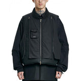 アジョバイアジョ(AJOBYAJO) Layered Padded Zip Up Vest [BLACK]