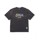 STIGMA(スティグマ) Crayon STGM Vintage-Like Washed Oversized Short Sleeves T-Shirts Charcoal