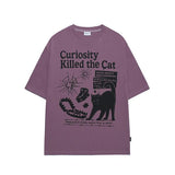 Odd Studio (オッドスタジオ) Kitchee Cat Graphic Oversized Fit T-Shirt - dusty purple
