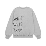 MYDEEPBLUEMEMORIES(マイディープブルーメモリーズ) belief wish love sweatshirts in gray