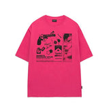 Odd Studio (オッドスタジオ) Collage Graphic Oversized Fit T-Shirt - pink