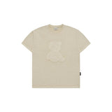 アクメドラビ(acme' de la vi) BEAR APPLIQUE PIGMENT WASHING SHORT SLEEVE T-SHIRT BEIGE