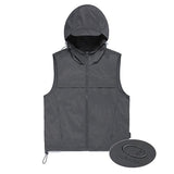 Odd Studio (オッドスタジオ) Semi Crop Hooded Vest - dark gray