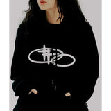 ROMANTIC CROWN(ロマンティック クラウン) SHINING LOGO KNIT HOODIE_BLAK