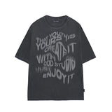 Odd Studio (オッドスタジオ) Wave Lettering Pigment Oversized Fit T-shirt - charcoal
