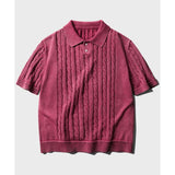 ダブルユーブイプロジェクト(WV PROJECT) Twist washed 1/2 sleeve knit vintagered MJKN7710