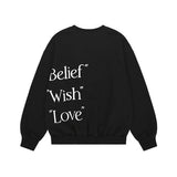 MYDEEPBLUEMEMORIES(マイディープブルーメモリーズ) belief wish love sweatshirts in black