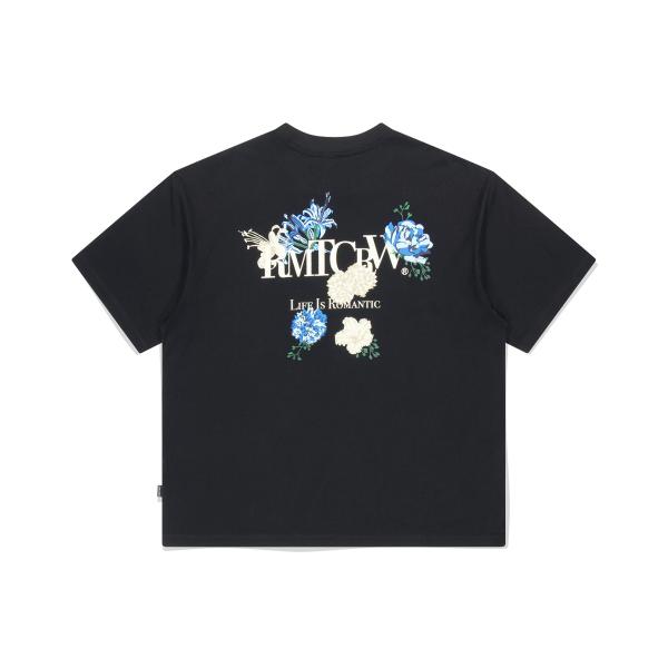 ROMANTIC CROWNのBACK POINT BLUE FLOWER TEE SHIRT 全2色 ROMANTIC CROWN(ロマンティック クラウン) BACK POINT BLUE